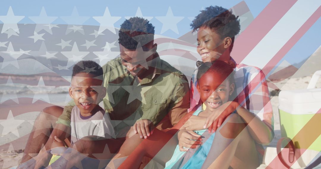 Image of usa flag over happy african american family - Free Images, Stock Photos and Pictures on Pikwizard.com
