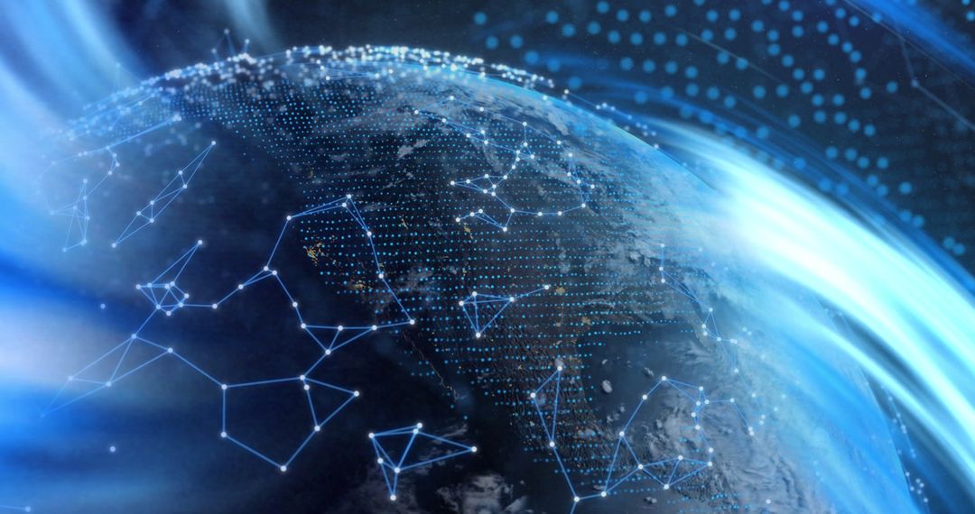 Innovative Globe with Network Lines and Digital Patterns