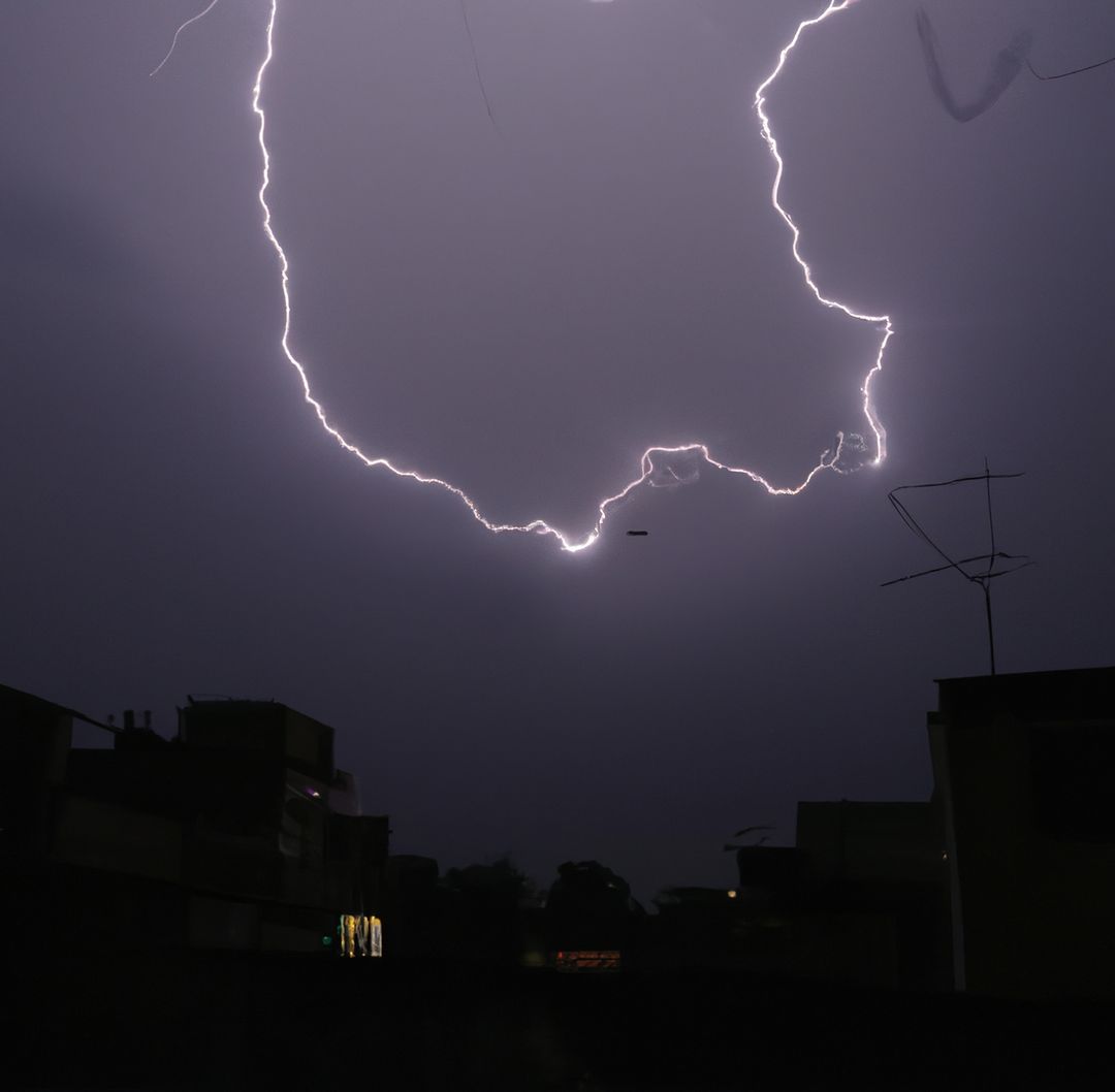 Dramatic Lightning Bolt Illuminates Night Sky - Free Images, Stock Photos and Pictures on Pikwizard.com