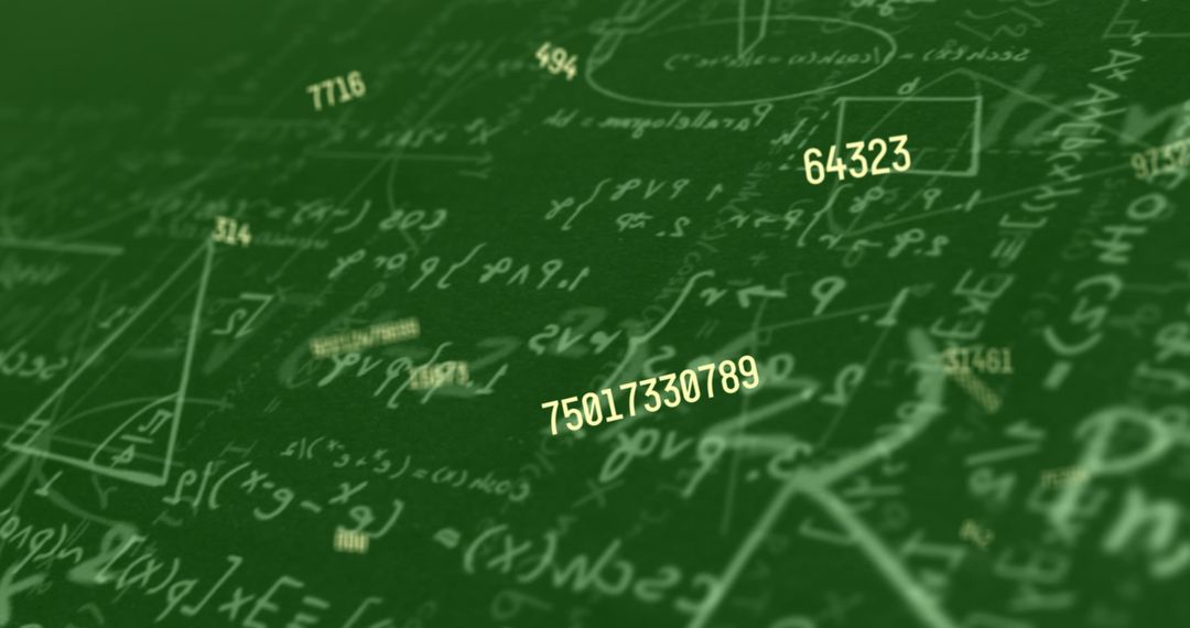 Floating Numbers with Mathematical Equations on Green Background