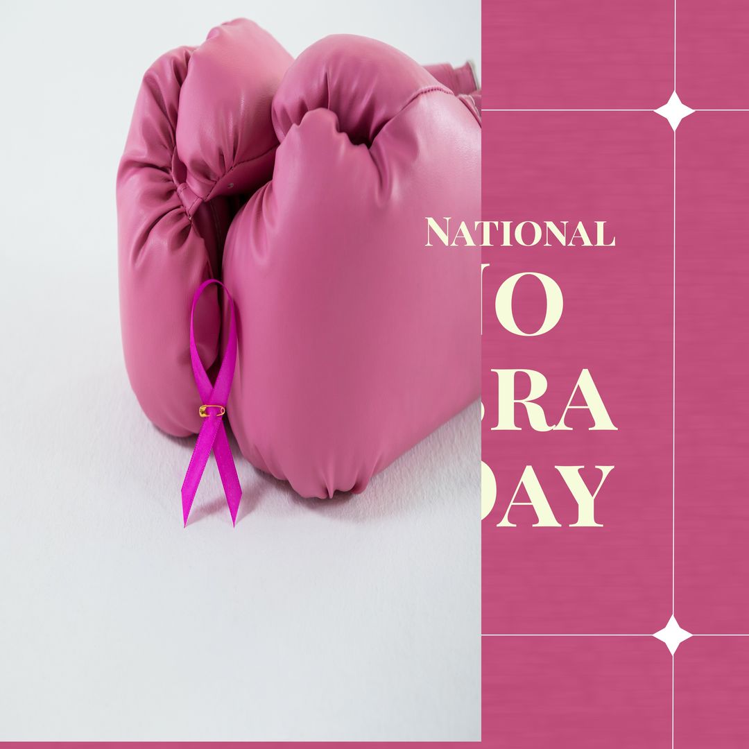 National No Bra Day with Pink Ribbon and Pink Boxing Gloves - Download Free Stock Templates Pikwizard.com