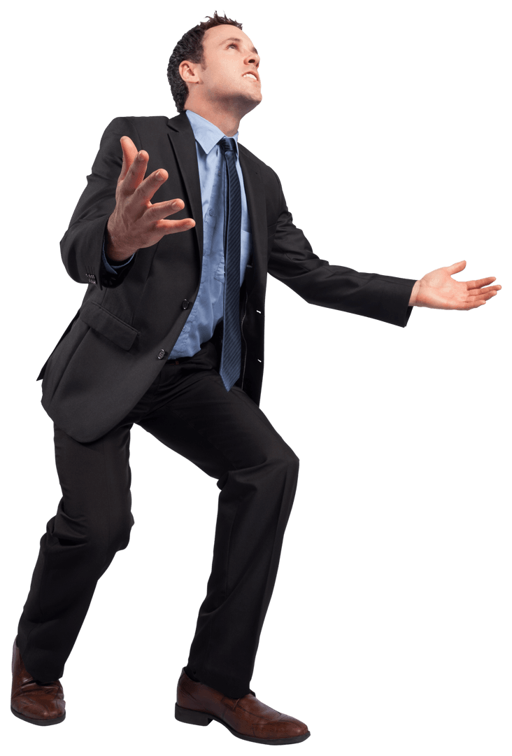 Businessman Reaching Out Joining Expression in Transparent Background