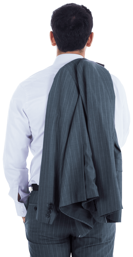 Transparent Back View of Asian Businessman with Suit Jacket