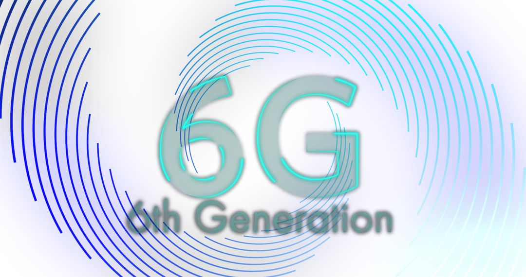 6G Technology Concept with Blue Spirals and Text Overlay
