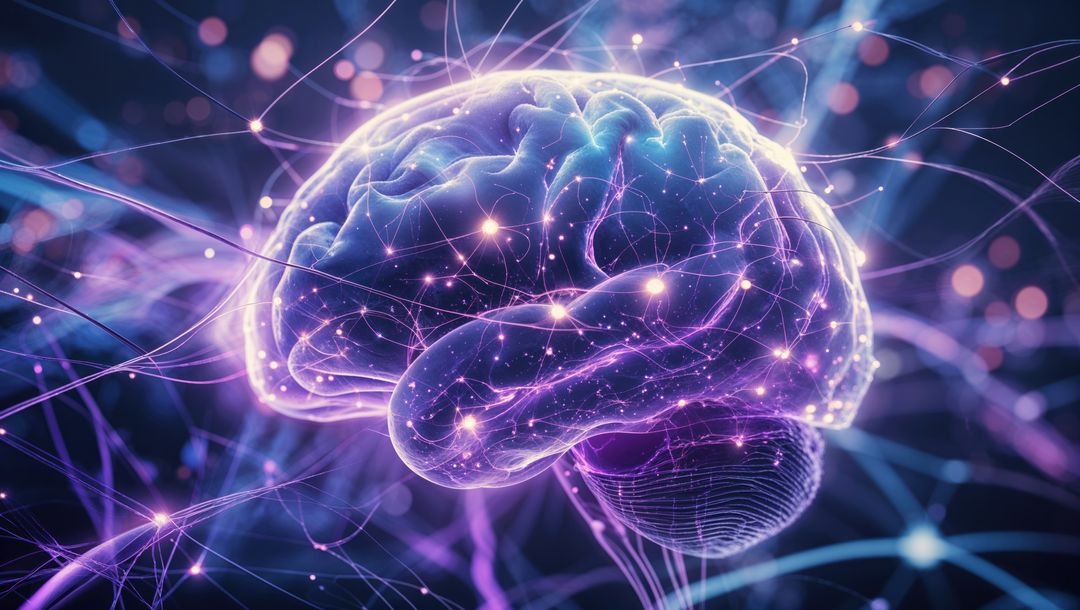 Futuristic 3D Brain with Glowing Neural Networks