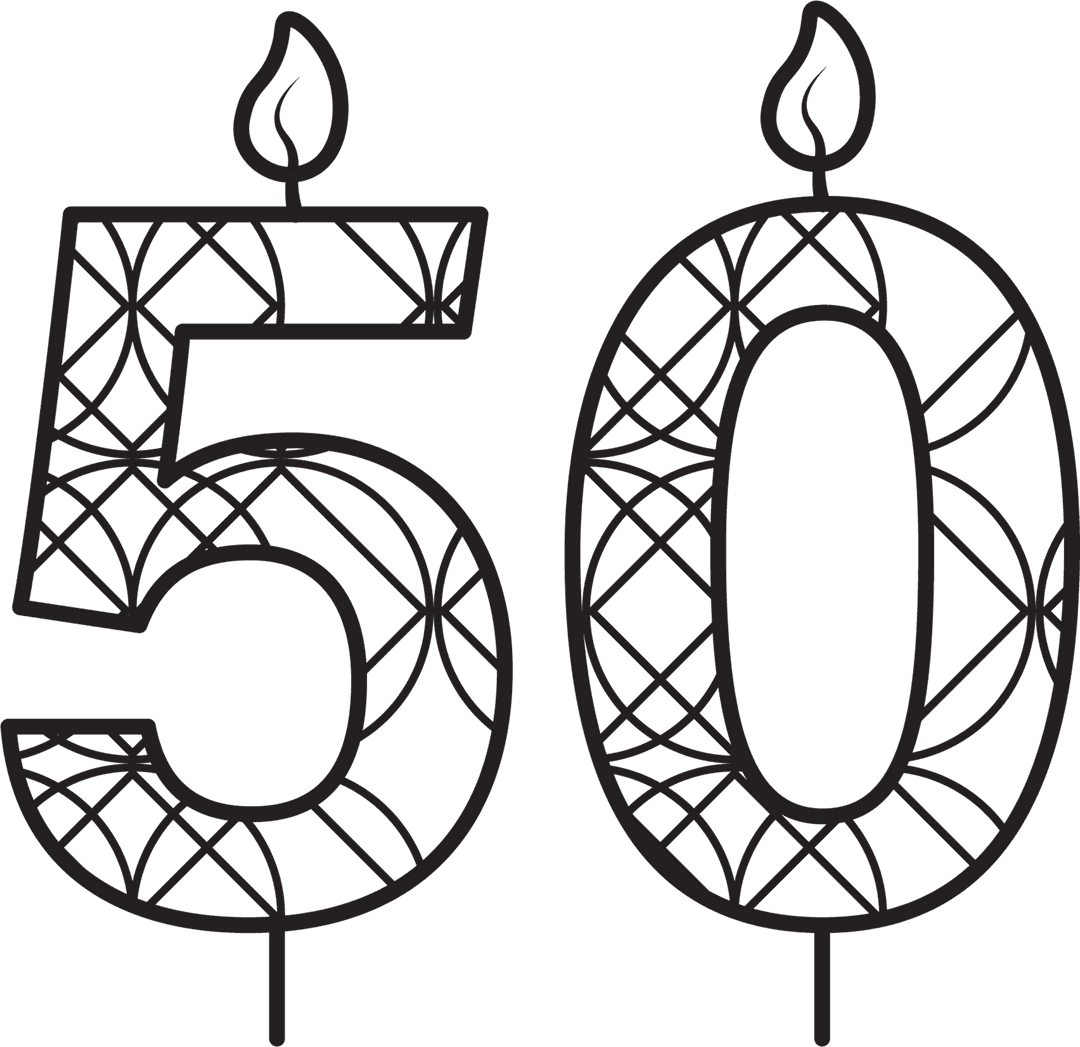 Transparent Celebratory 50 Candle Illustration with Intricate Pattern