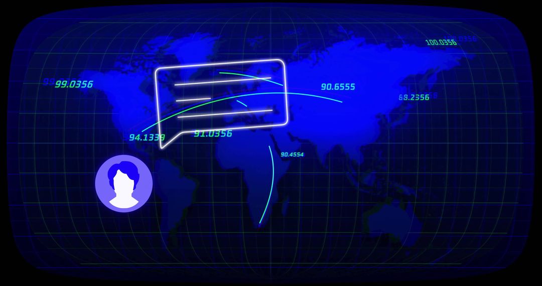Digital Communication Flow on World Map Interface