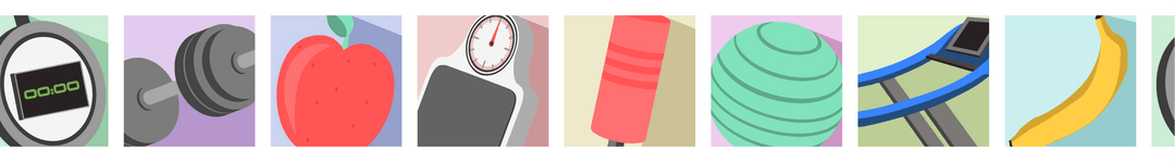 Transparent Flat Design Fitness and Diet Icons in Pastel Colors