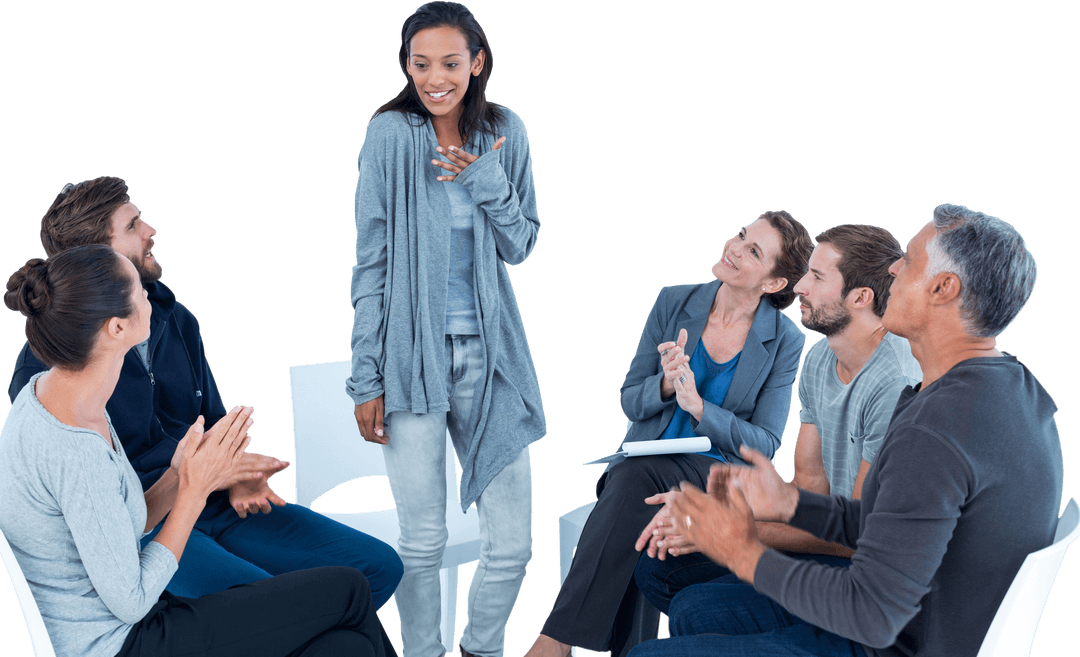 Transparent Background of Support Group Encouraging Woman
