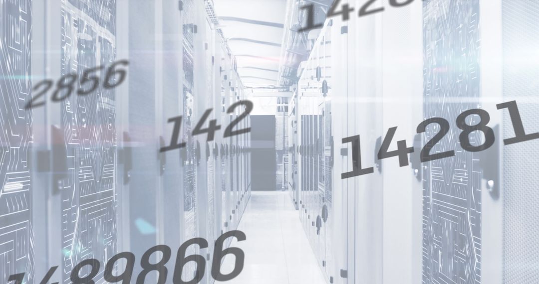 Data Streams Flowing through High-Tech Server Room