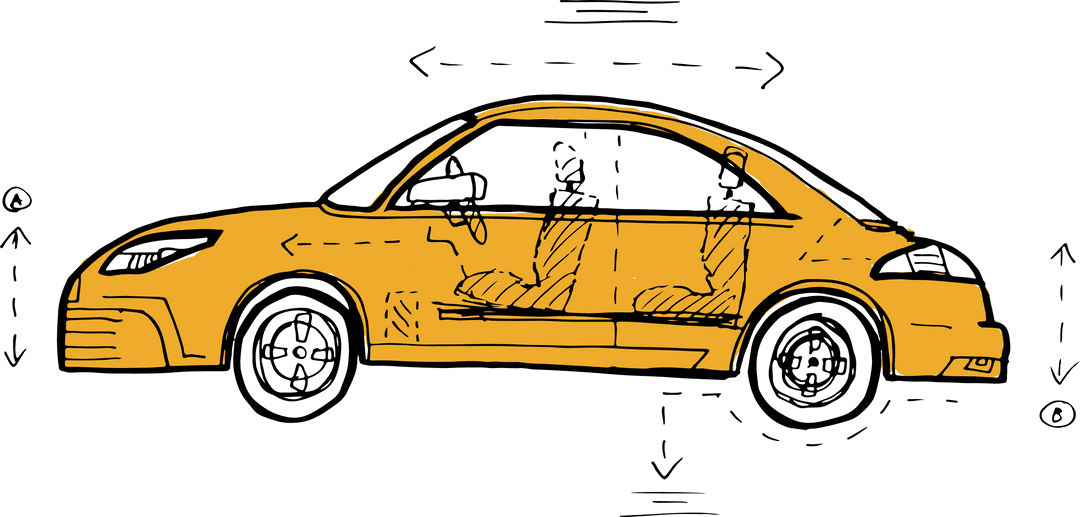 Transparent Digital Illustration of Orange Car Design