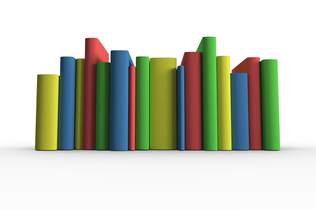 Colorful Books Row on Transparent Background Illustration