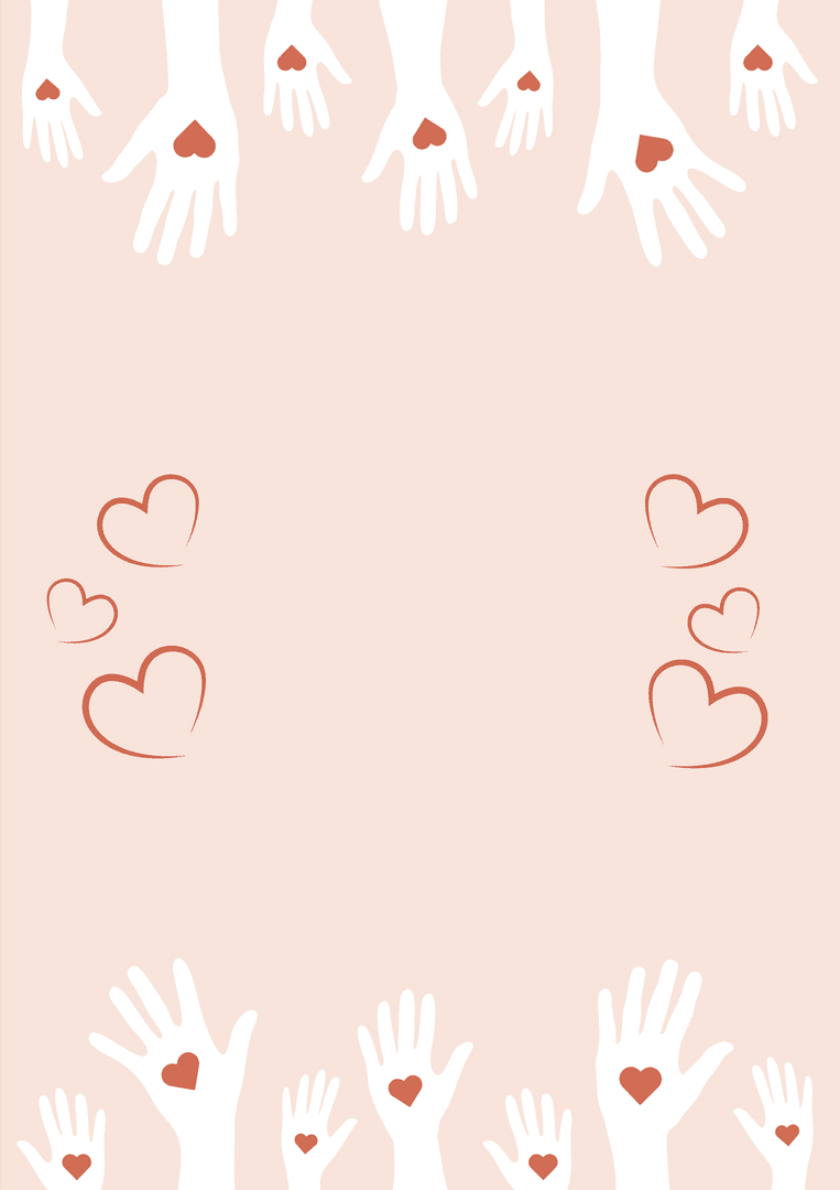 Transparent Valentine Hands Card with Heart Motifs