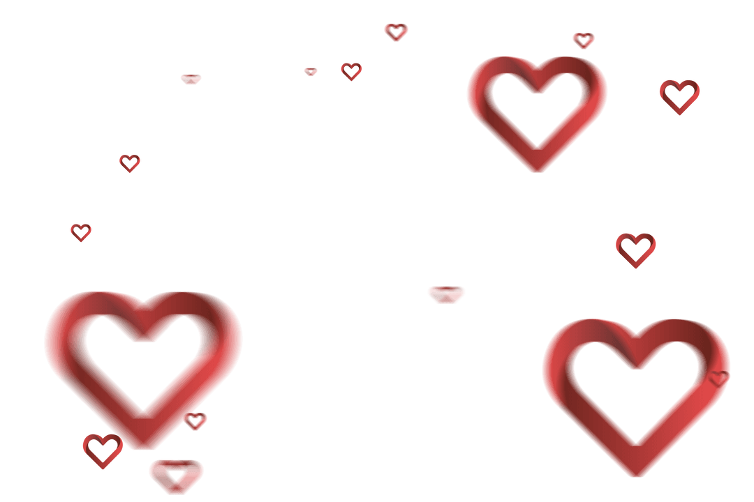 Floating Red Hearts on Transparent Background Love Illustration