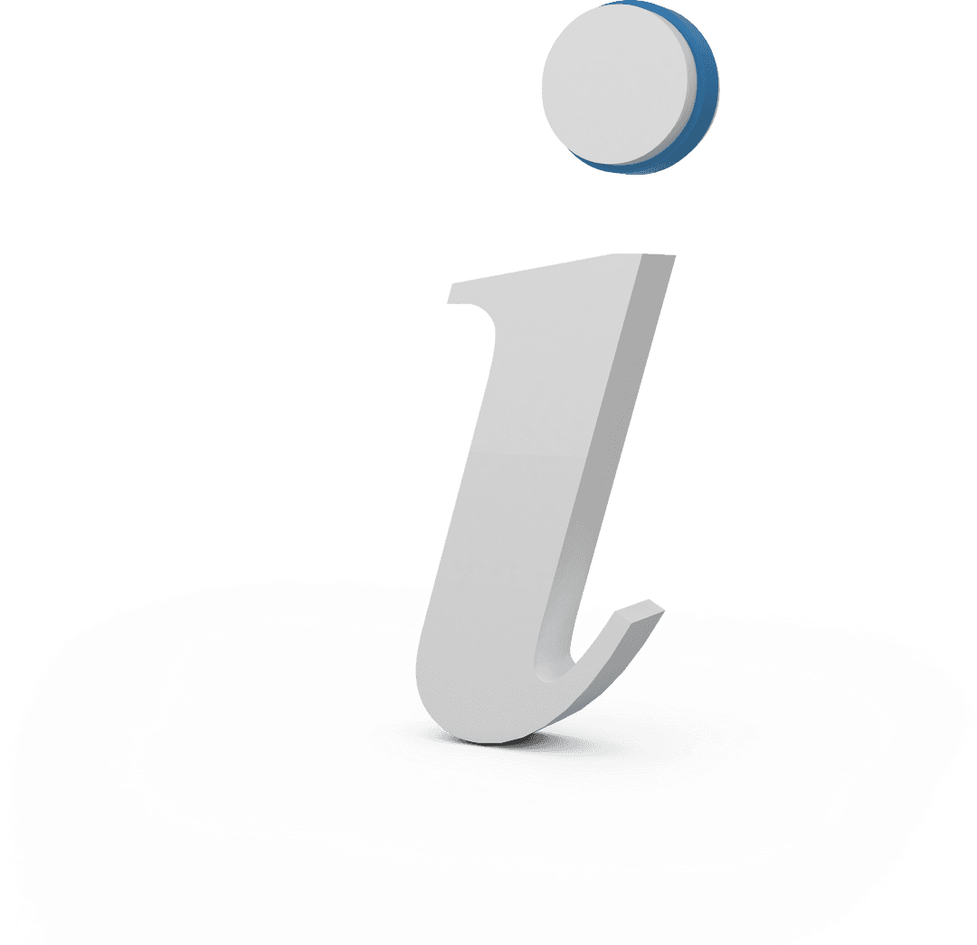 Transparent 3D Information Icon with Modern Design