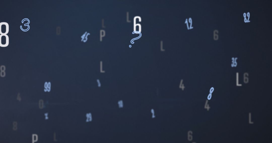 Floating Numbers and Letters on Blue Background