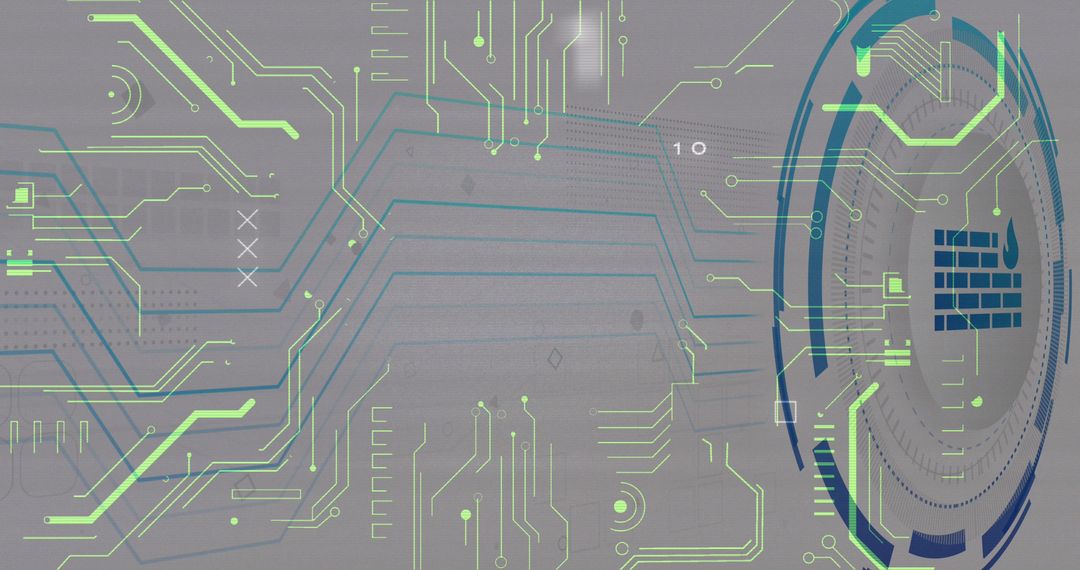 Futuristic Circuit Overlay with Digital Interface Elements