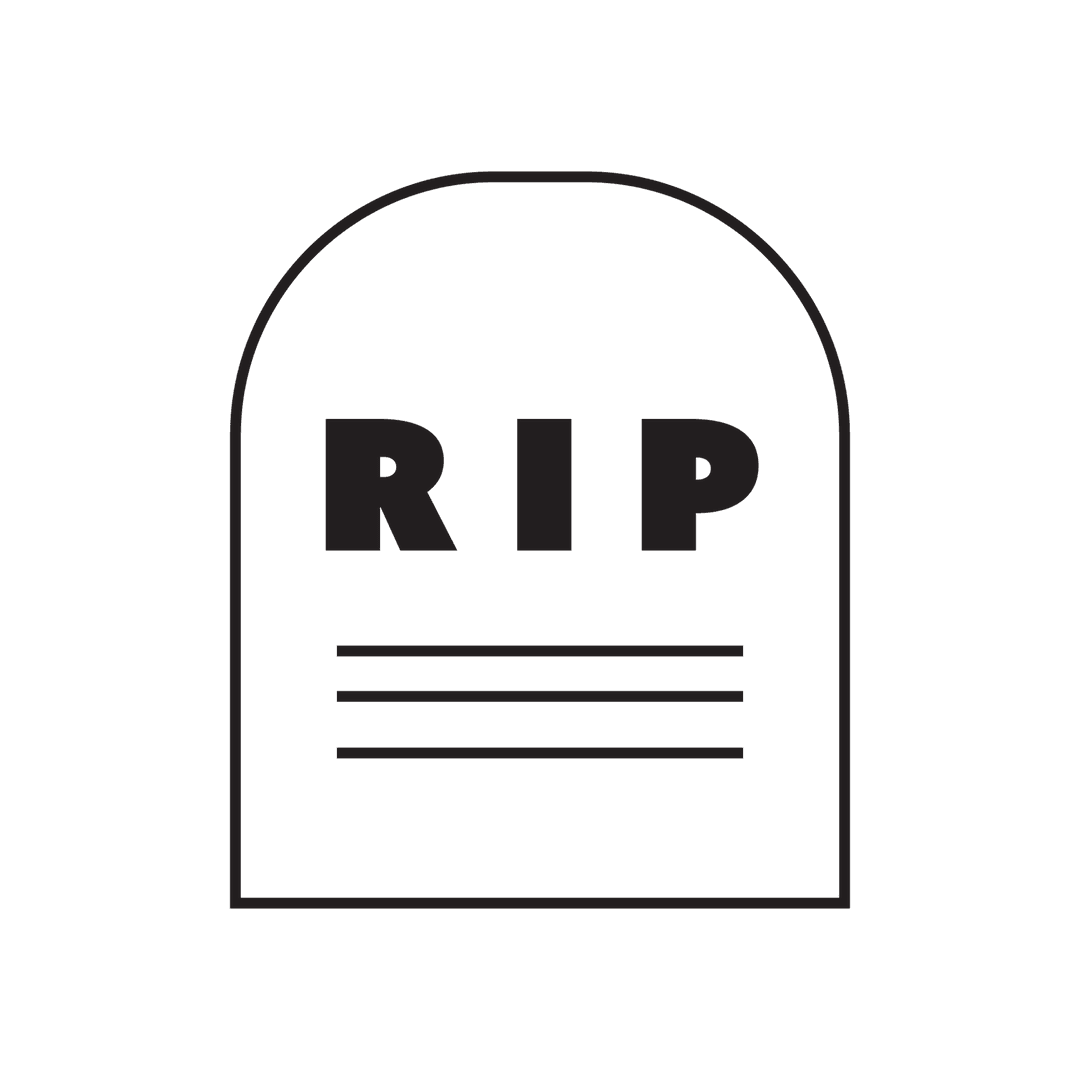 Rip Digital Tombstone Icon on Transparent Background