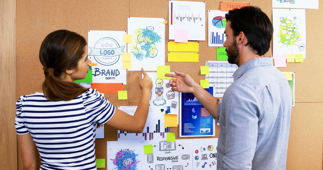 Executives Strategizing over Office Bulletin Board