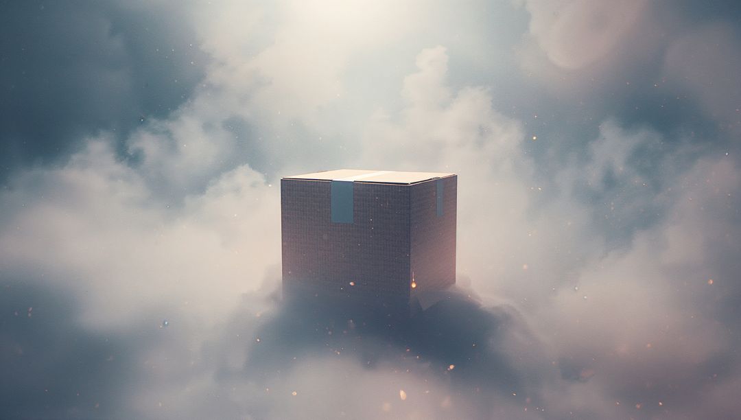 Mystical Floating Cube in Ethereal Sky