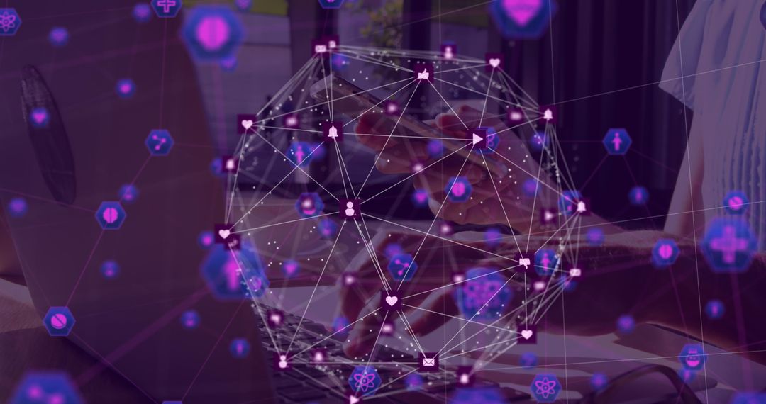 Digital Globe Network Over Woman Using Technology