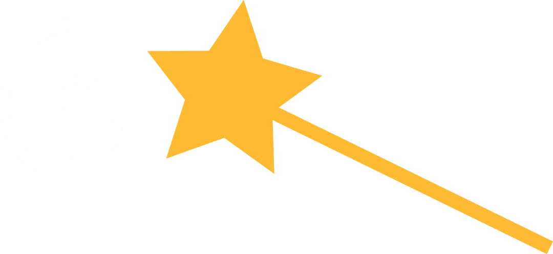 Transparent Vector Magic Wand with Star and Spiral Fantasy Charm