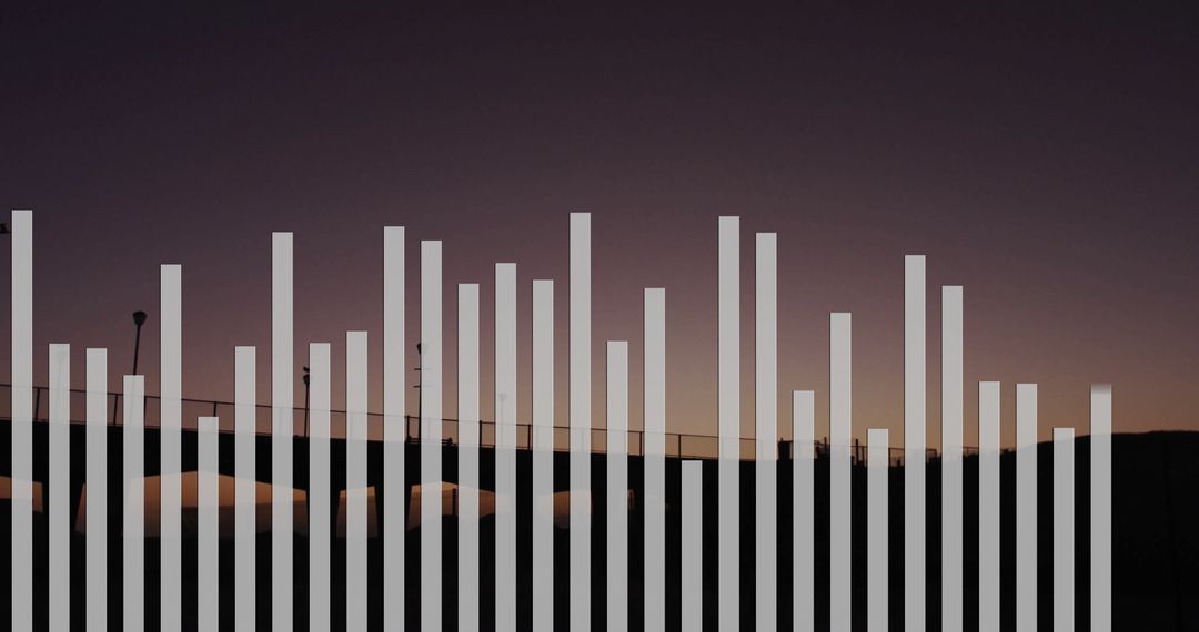 Graphic Vertical Bar Overlay on Balcony at Sunset