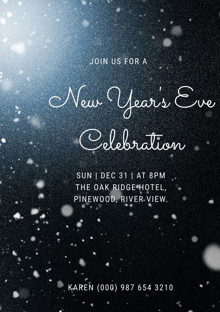 Elegant New Year's Eve Celebration Invitation with Snowfall Design