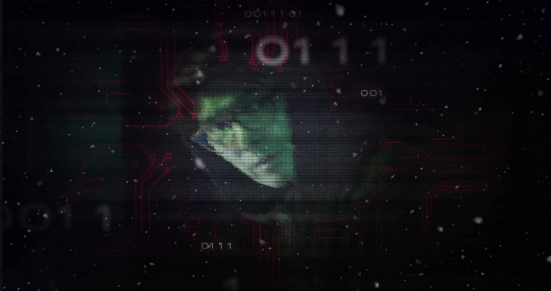 Hacker with Digital Interface and Matrix Code Elements - Free Images, Stock Photos and Pictures on Pikwizard.com