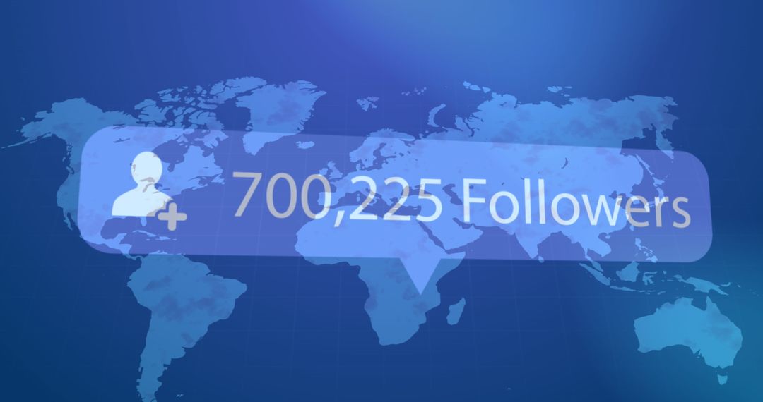 Social Media Follower Count on Global Map Background - Free Images, Stock Photos and Pictures on Pikwizard.com