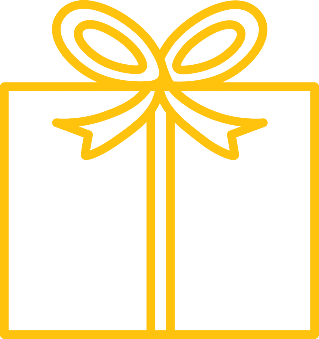 Yellow Gift with Bow Symbol on Transparent Background
