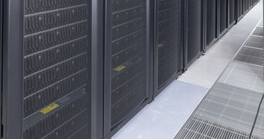 Modern Data Center Corridor with Powerful Server Racks