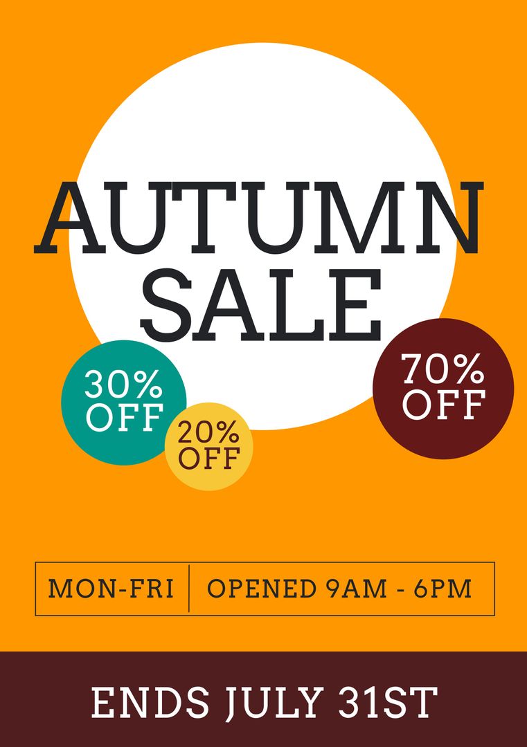 Autumn Sale Poster with Discount Offers and Operating Hours - Download Free Stock Templates Pikwizard.com