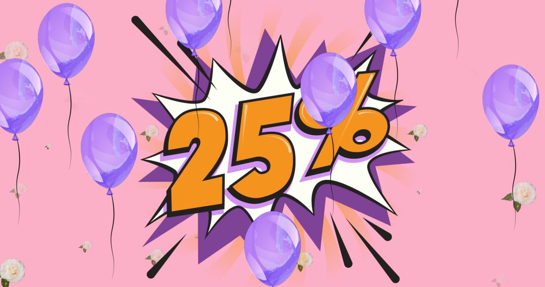 Discount Illustration with Balloons and Pink Background - Free Images, Stock Photos and Pictures on Pikwizard.com