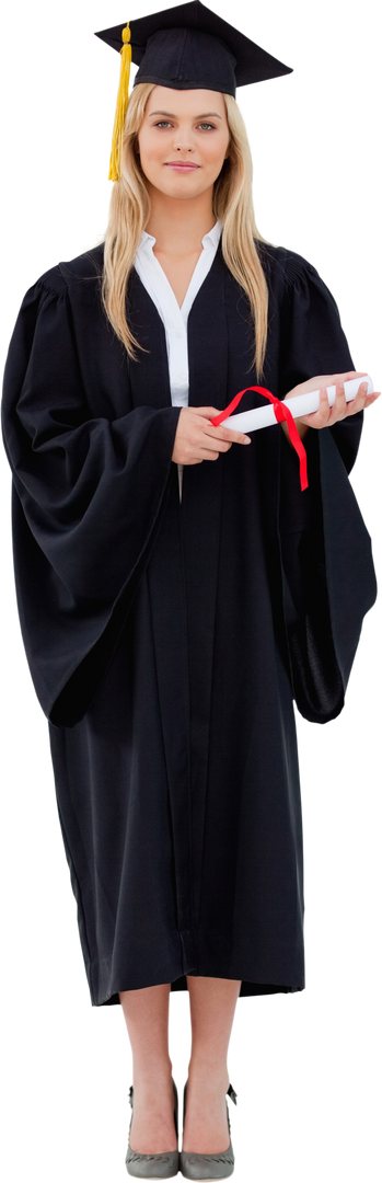 Blonde Student in Graduation Robe Holding Diploma Transparent - Download Free Stock Images Pikwizard.com