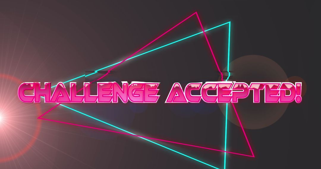 Retro Neon Text Art With Geometric Designs