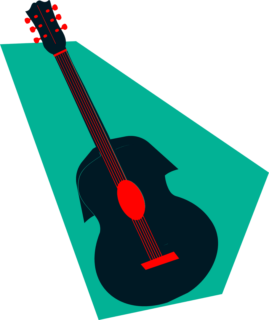 Graphic Design of Transparent Floating Guitar with Red Details