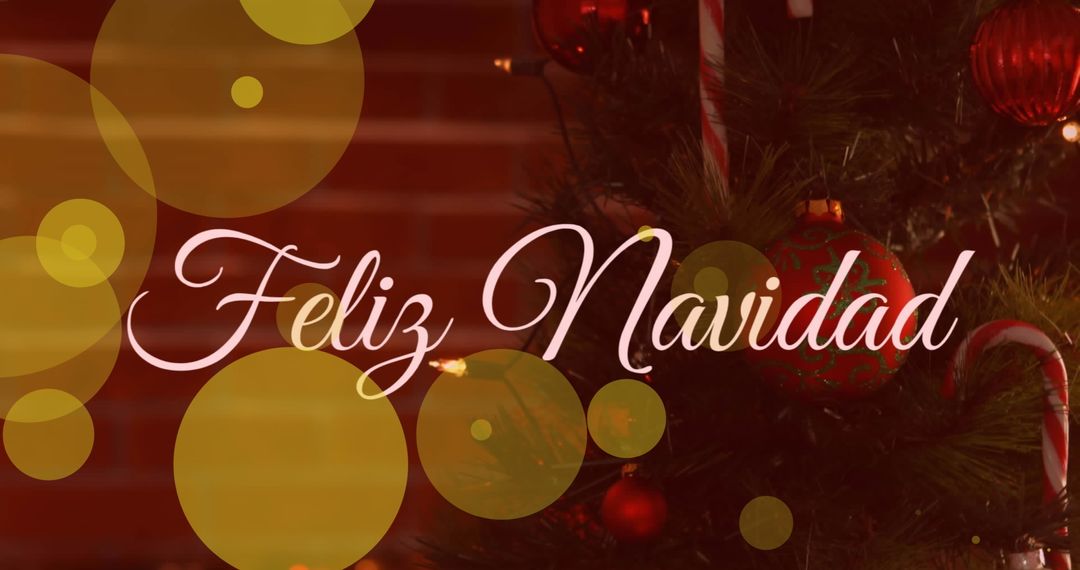 Christmas Greeting with Feliz Navidad Text and Decorated Tree