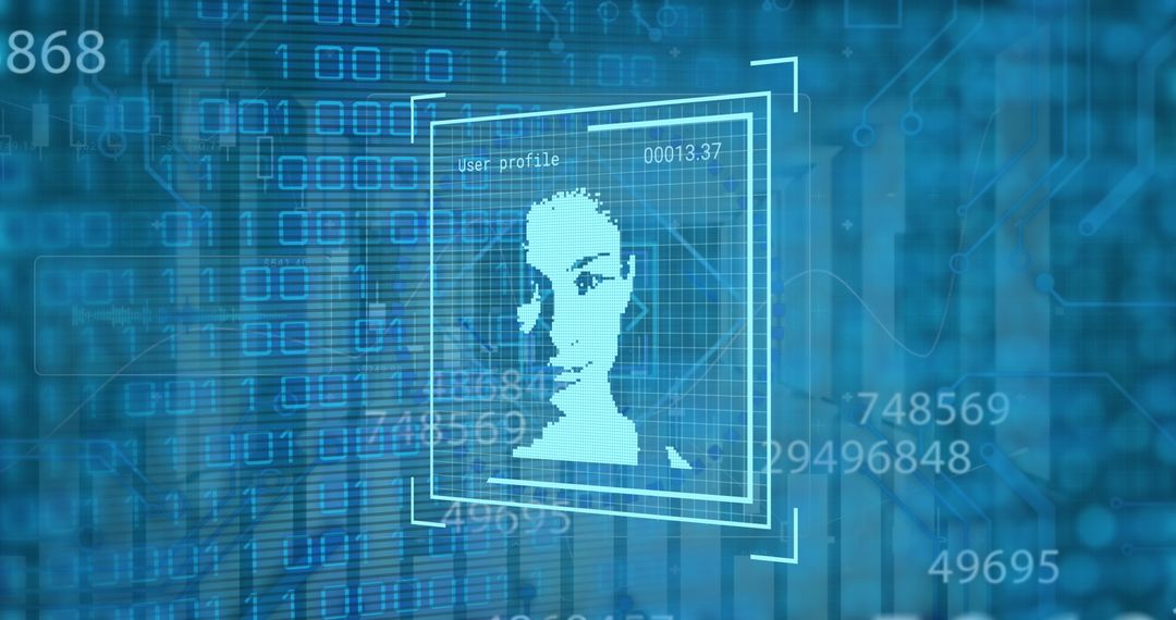 Facial Recognition Tech with Futuristic Digital Interface Overlay