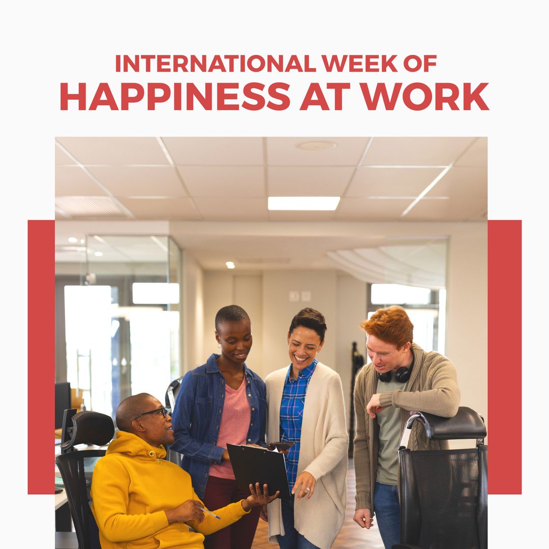 Diverse Team Celebrates International Week of Happiness at Work