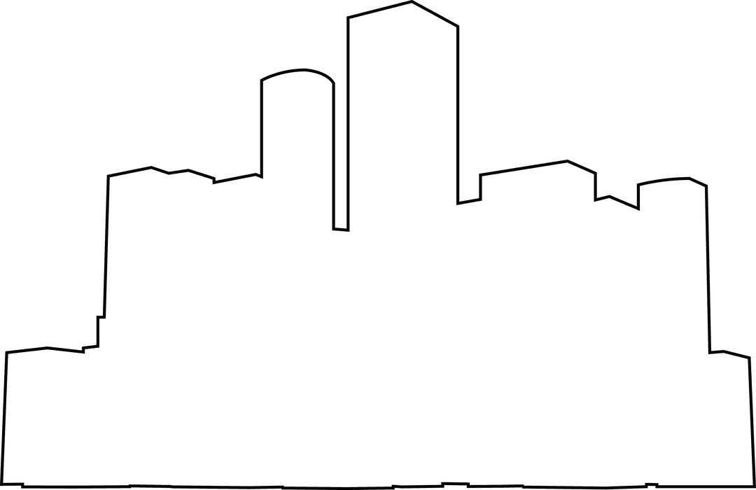 Transparent Digital Cityscape Silhouette with Copy Space