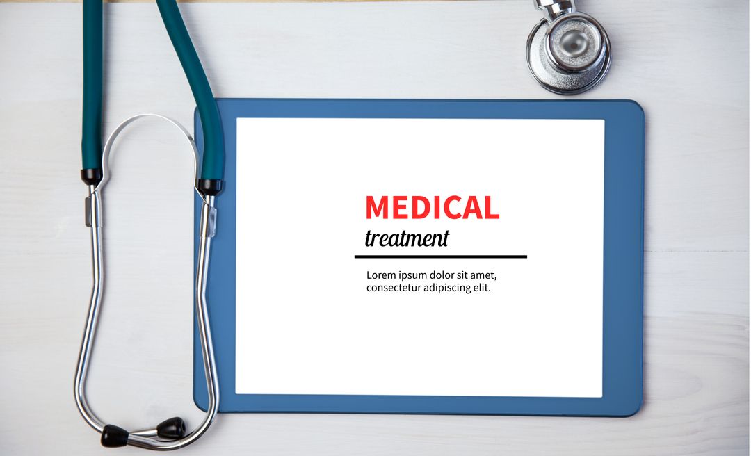 Stethoscope and Tablet Displaying Medical Treatment Concept - Download Free Stock Templates Pikwizard.com