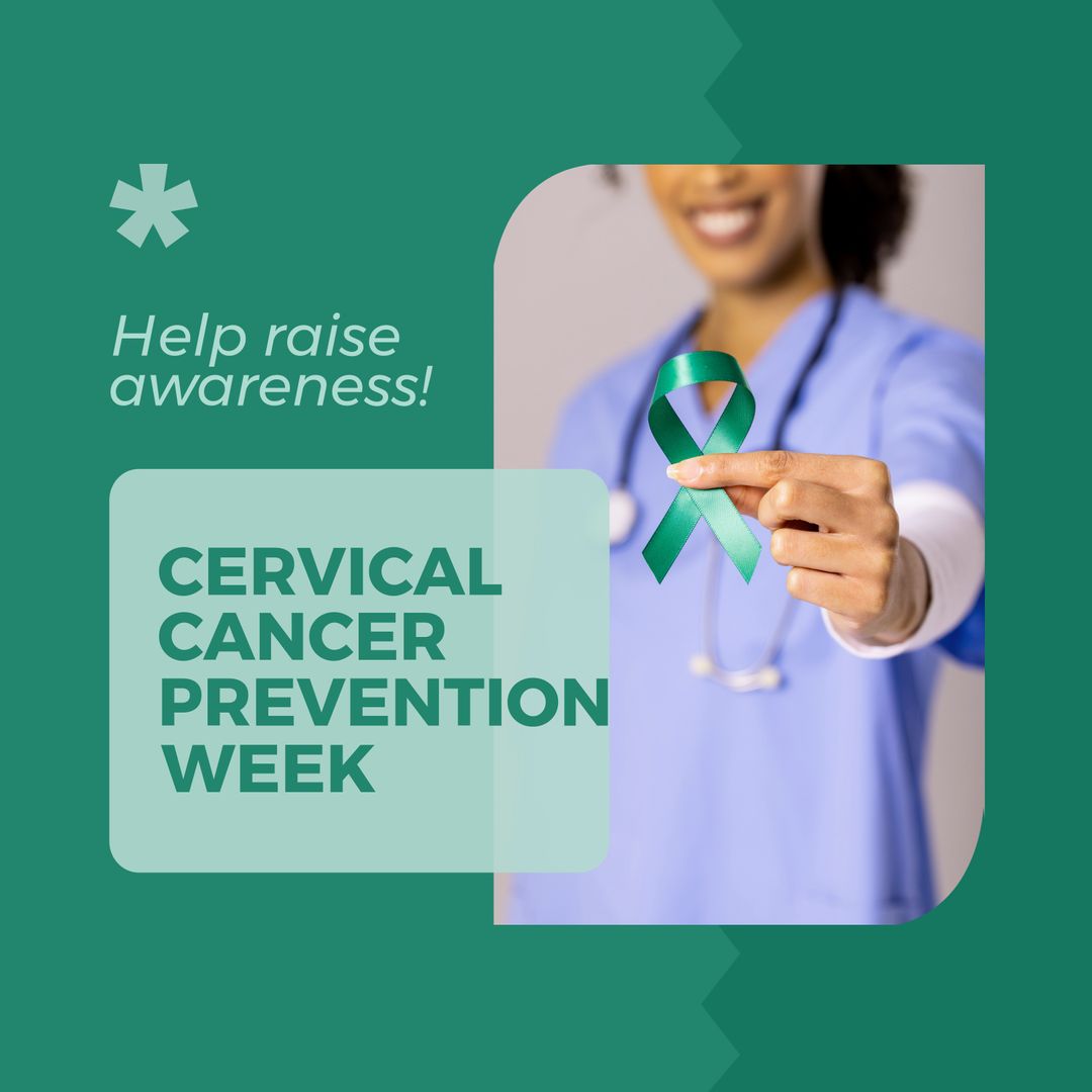 Doctor Promoting Cervical Cancer Prevention with Awareness Ribbon