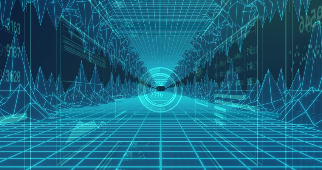 Futuristic Data Stream Visualization in Spectracular Blue Gridview