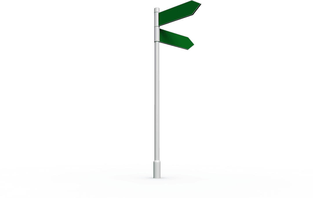 Dual Green Guideposts on Transparent Background