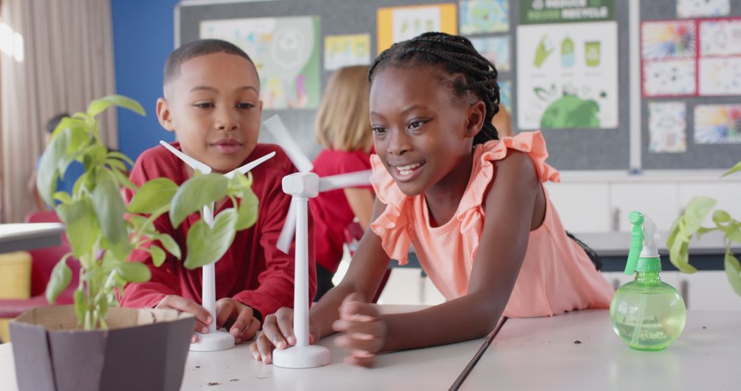 Diverse Schoolchildren Exploring Renewable Energy Models