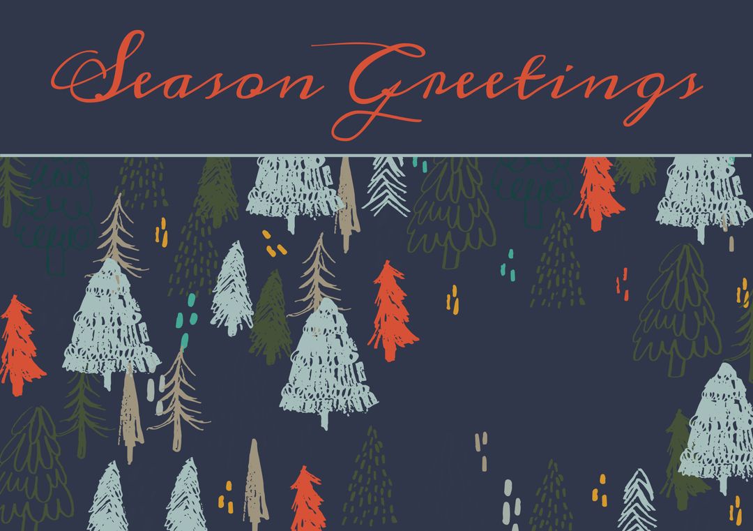 Festive Season Greetings with Colorful Christmas Trees