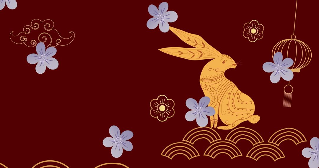Traditional Chinese New Year Design with Ornamental Rabbit