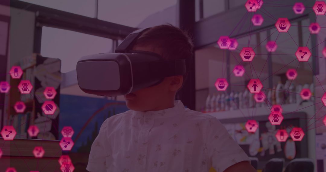 Child Experiencing Virtual Reality in Educational Setting