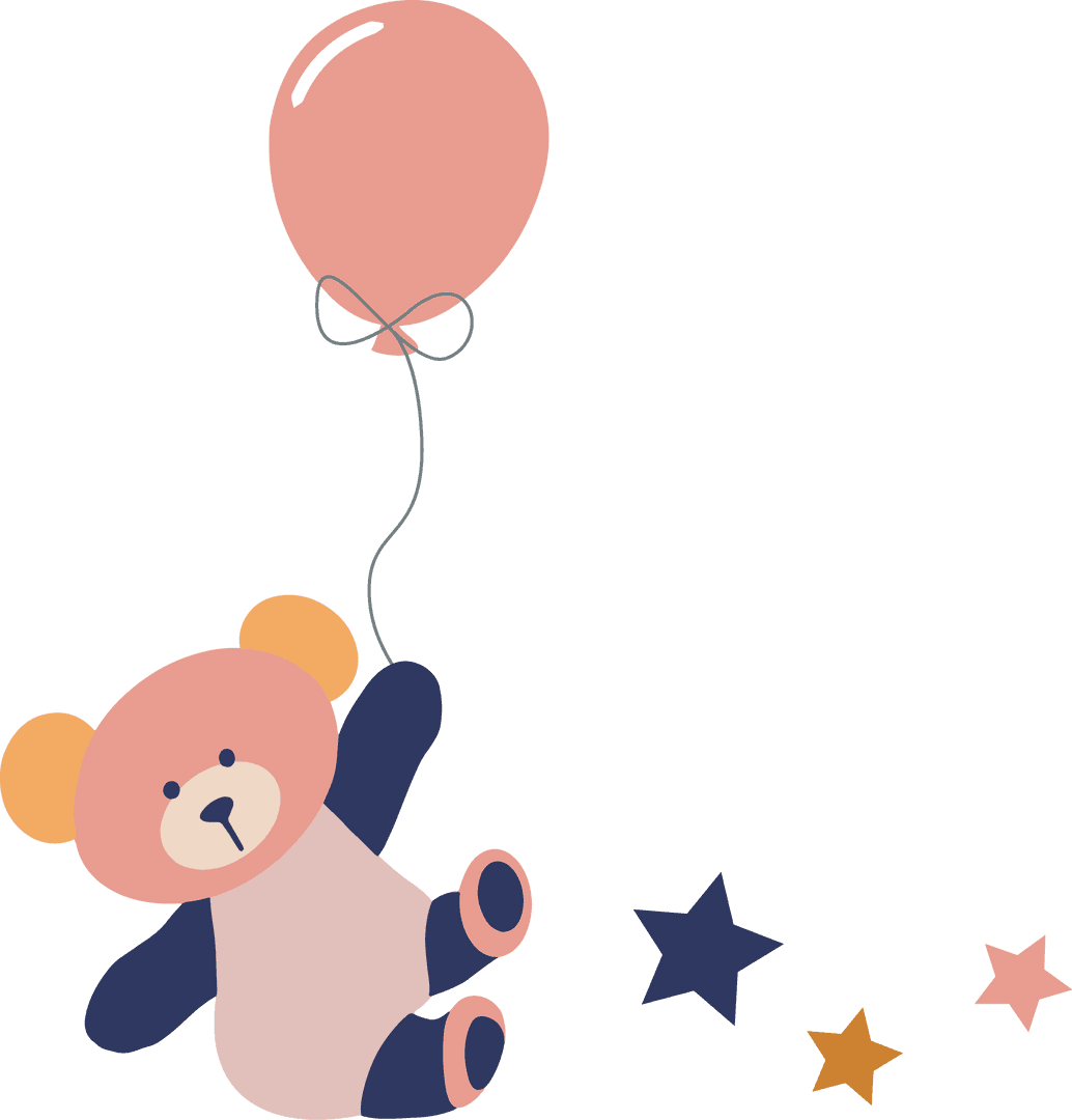 Playful Teddy Bear with Balloon on Transparent Background